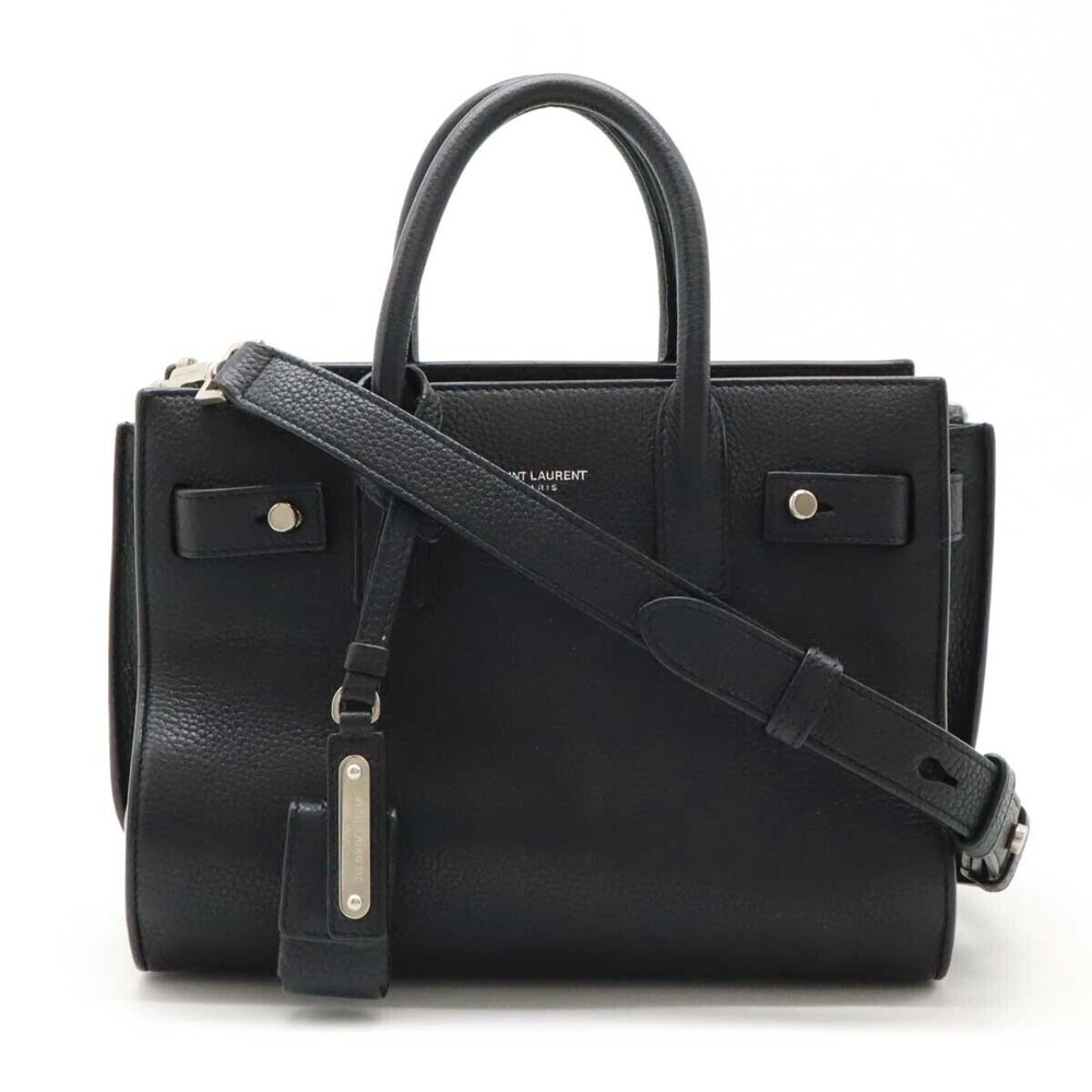 SAINT LAURENT PARIS YSL Yves Sac de Jour Souple 2way Shoulder Bag Black